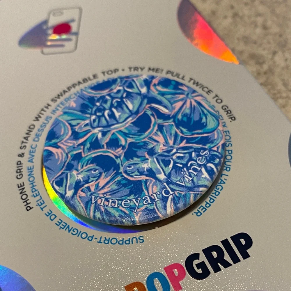 PopSocket PopGrip - Vineyard Vines Turtle Pattern in Blue and Pink